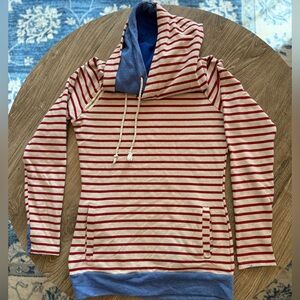 Women’s Red and White Striped Hoodie